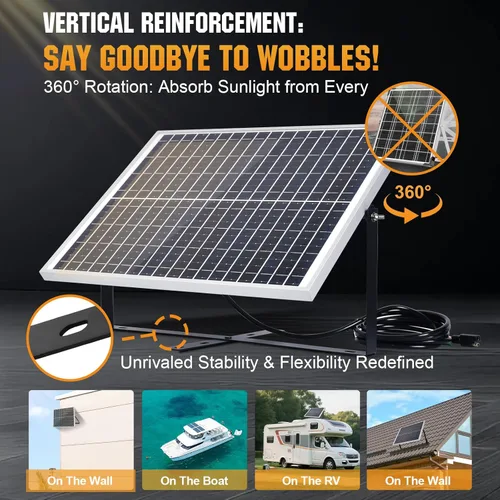 Miniatura 5 de ECO-WORTHY Cargador de batería solar de 25 W 12 V, mantenedor de goteo, kit de panel solar impermeable de 25 W + soporte de montaje ajustable +