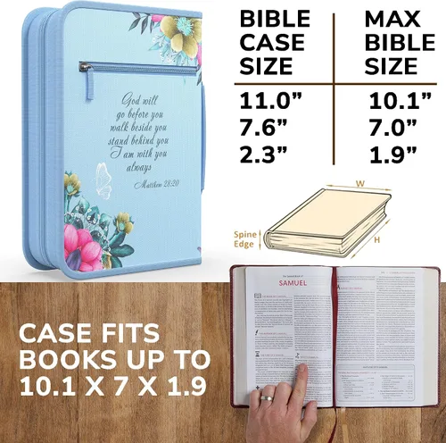 Miniatura 32 de DEHITE Funda para la Biblia para mujer, fundas de tela prémium para la Biblia para niñas, bolsa de transporte para mujer, ranuras para bolígrafos