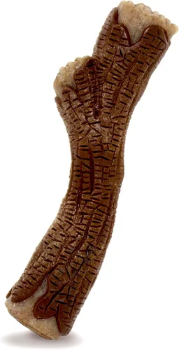 Nylabone Juguete de palo de madera real, juguete fuerte para masticar para perros, juguetes de goma para masticadores moderados y agresivos, sabor a