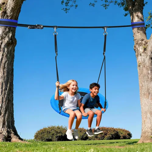 Miniatura 8 de Hapfan Slackline - Juego de columpios para patio trasero, juego de columpio de platillo de 40 pulgadas entre árboles, equipo de juego al aire libre