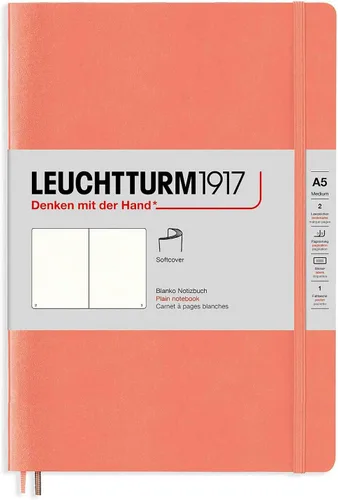 Miniatura 6 de LEUCHTTURM1917 - Cuaderno mediano A5 de tapa blanda, 123 páginas numeradas para escribir y llevar un diario (color negro, cuadriculado)