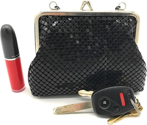 Miniatura 3 de Bolso de malla metálica de embrague de mujer XS Cadena de transporte de mano para cóctel, fiesta, baile de graduación, banquete de boda