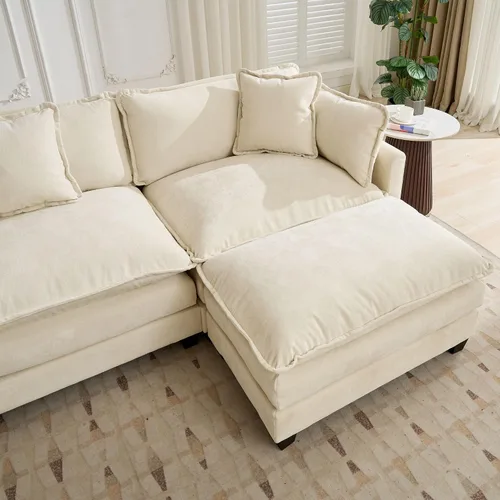 Miniatura 8 de Sofá Sillones de felpilla transpirable de 150 pulgadas para sala con diseño ergonómico, sofás para sala con modular flexible para espacios de vida