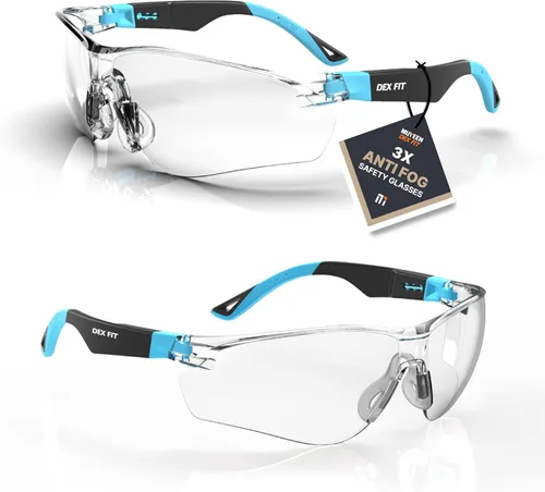 DEX FIT Gafas de seguridad SG210N – Antivaho y resistentes a los arañazos Z87.1 protección ocular, patillas ajustables y agarre antideslizante,