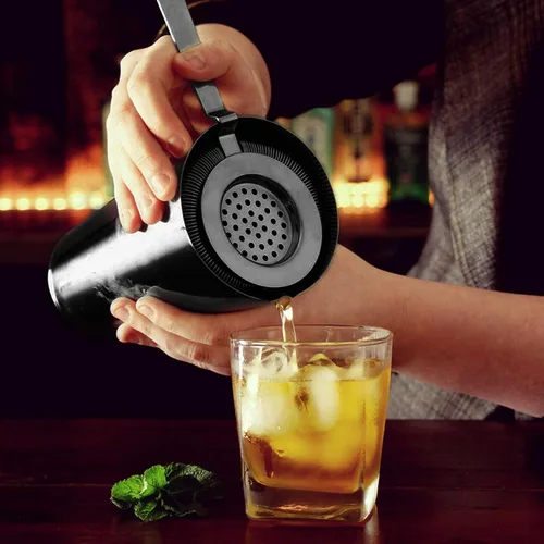 Miniatura 3 de Homestia Colador de cóctel, colador clásico Hawthorne de acero inoxidable con mango largo, colador de bebidas para bartenders profesionales, resorte