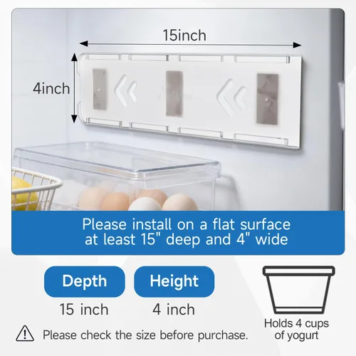Miniatura 3 de SOPHICO Organizador para Refrigerador, 4 Deslizadores de Capacidad para Refrigerador, Soporte para Yogur con Cintas Adhesivas para Yogur Griego