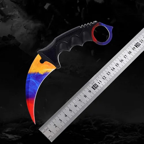 Miniatura 5 de Karambit - Cuchillo táctico de hoja fija, 2 piezas de acero inoxidable para exteriores, cuchillo de caza con funda y cable, adecuado