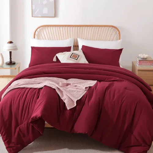 Miniatura 45 de ROSGONIA Edredón tamaño completo para niñas, niños y adolescentes, blanco, 3 piezas (1 edredón bohemio y 2 fundas de almohada), juego de ropa
