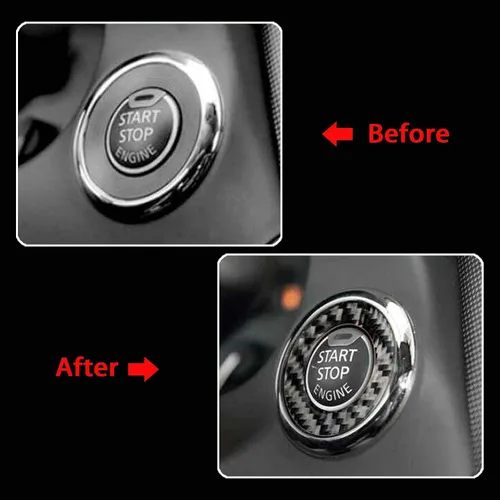 Miniatura 4 de Xotic Tech - Cubierta de anillo de botón de arranque de motor estilo fibra de carbono compatible con Infiniti Q50 Q60 2014-2019