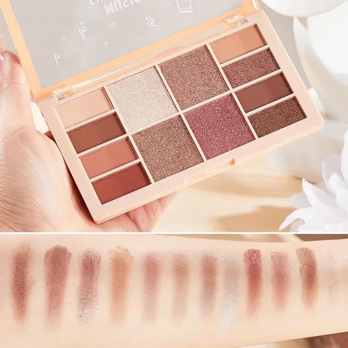 Miniatura 11 de Paleta de sombras de ojos de acabado múltiple, paleta de brillo metálico mate con polvo sedoso y suave, destello fino y duocromático, sombras 2#