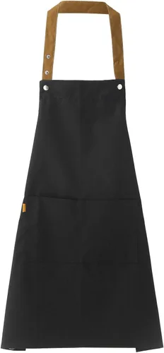 Miniatura 3 de minjiSF Vestido de delantal ajustable con botones para mujer y hombre, con 2 bolsillos para cocina, cocina, jardinería, vestido para mujer