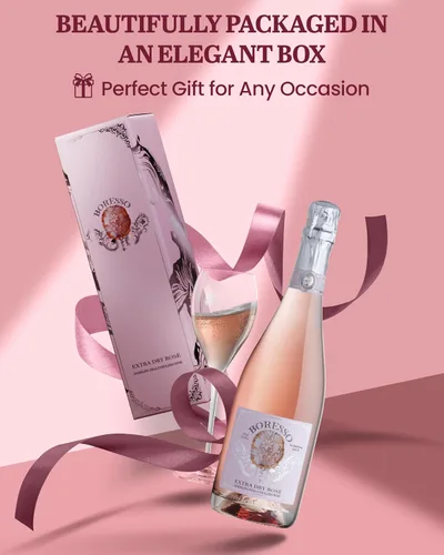 Miniatura 6 de Boresso Extra Dry 0.0% ABV Vino rosado espumoso sin alcohol con caja de regalo alternativa de champán sin alcohol desalcoholizado de Italia 25.4 fl
