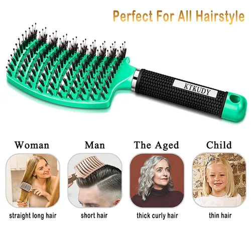 Miniatura 4 de KTKUDY Cepillo Desenredante Elimina Nudos Sin Dolor - Cepillo de Cabello con Cerdas de Jabalí Hace el Cabello Brillante y Más Saludable Cepillo