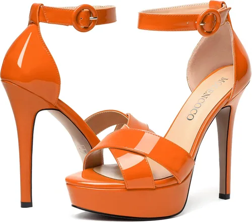 Miniatura 20 de MODENCOCO Sandalias de boda con correa de tobillo sexy para mujer, con plataforma y puntera abierta, tacón de aguja y tacón alto, zapatos de vestir