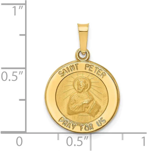 Miniatura 3 de Medalla de San Pedro pulido y satinado de 14 quilates con dije hueco de 0.709in y 0.630in estilo XR1381, Metal, no conocido