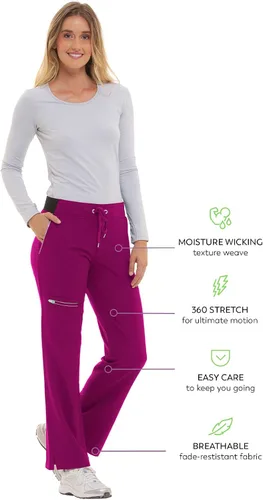 Miniatura 5 de Healing Hands Pantalones quirúrgicos para mujer, 6 bolsillos, HH360 9151, Nisha, cintura con cordón, diseño atlético de primera calidad