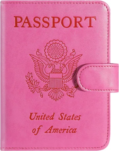 Miniatura 14 de Funda para pasaporte, cartera con bloqueo RFID, funda de piel para tarjetas, accesorios de viaje para mujeres y hombres, negro