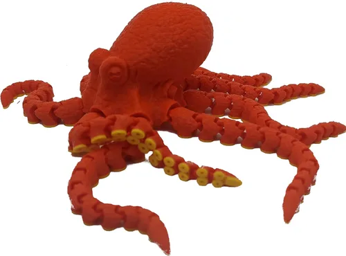 Miniatura 8 de Pulpo impreso en 3D – Personalizable, hecho a pedido Modelo animal articulado (pequeño, morado con tentáculos verde lima)