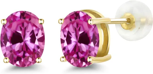 Miniatura 103 de Gem Stone King Aretes de oro de 14 quilates con piedra natal ovalada de 0.315 x 0.236 in Aretes de oro para mujer