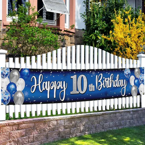 Miniatura 38 de Decoración de feliz cumpleaños número 100, globo azul y plateado número 100, cartel grande de telón de fondo de cumpleaños, suministros para fiesta