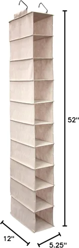 Miniatura 2 de Nouvelle Legende Organizador colgante de armario con 10 estantes delgados, almacenamiento de tela plegable para zapatos, ropa, toallas y accesorios