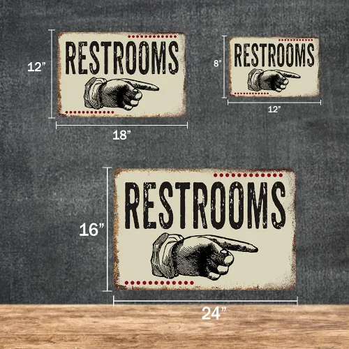 Miniatura 2 de Letrero para baños con masilla de mano derecha para restaurante rústico, decoración de pared, baño, puerta de negocios, regalo, 8 x 12, metal