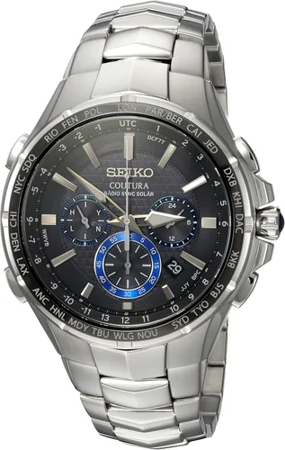 Reloj SEIKO SSG010 para Hombre - Colección Coutura - Cronógrafo Solar con Sincronización de Radio, Caja y Brazalete de Acero Inoxidable en Dos