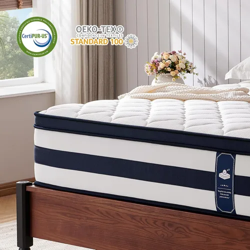Miniatura 5 de Aura Collection - Colchón híbrido de espuma viscoelástica de gel de 12 pulgadas, enfriamiento y alivio de presión para un sueño transpirable
