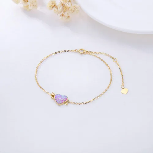 Miniatura 2 de WSX Solid 14k SunflowerHeart Charm Bracelet for Women Girls Charm Bracelets Gifts for Her Graduation Birthday Valentine
