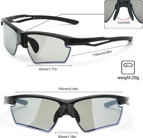 Miniatura 4 de Gafas de sol adaptativas accionadas por energía solar, lentes polarizadas fotocrómicas rápidas electrocrómicas 0.1s, gafas UV400 para los deportes