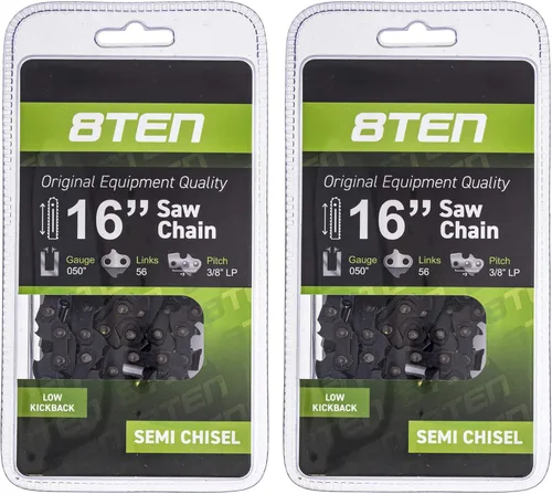 8TEN Cadena de motosierra para Husqvarna 136 137 141 142 240 Echo 501847052 Echo 91PXL52CQ 16 pulgadas .050 3/8 56DL paquete de 2