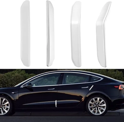 Compatible con Tesla Model 3 Protectores de Bordes de Puerta, 4 Piezas Tiras Anticolisión Blancas para Puertas de Automóvil para Model 3 2017 2018
