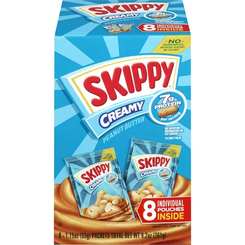 SKIPPY Paquetes individuales de mantequilla de maní cremosa, 1.15 onzas (64 paquetes individuales de mantequilla de maní)