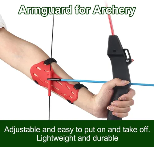 Miniatura 5 de Paquete de 2 protectores de brazo de goma con arco para jóvenes, protectores ajustables para antebrazo, 2 correas de hebilla para niños y jóvenes