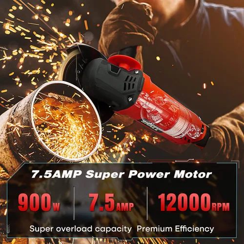 Miniatura 3 de SHALL Herramienta de amoladora angular de 7.5 amperios de 4-1/2 pulgadas, 6 amoladoras de velocidad variable, amoladora eléctrica de metal de 12000