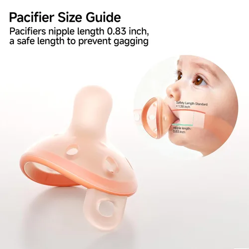 Miniatura 4 de Garkoko Chupetes para bebé de 0 a 6 meses en forma de pecho, chupetes de silicona de una pieza libres de BPA para bebés amamantados, 2 piezas 2PCS