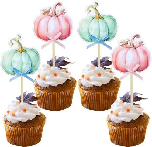 Miniatura 10 de 24 adornos de calabaza para cupcakes con purpurina para otoño, hojas, flores, calabaza, cupcakes, decoración de pasteles para Halloween, decoración