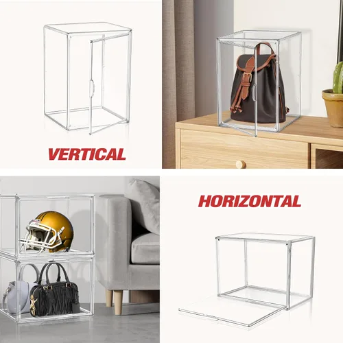 Miniatura 5 de Paquete de 1 estuche de acrílico extra XXXL de 17.7 x 13 x 13 pulgadas, organizador de bolso transparente, contenedores de almacenamiento apilables