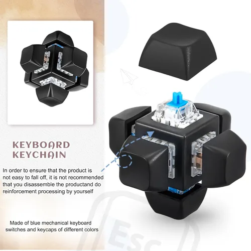 Miniatura 4 de Taiyin 1 juguete con teclado con clicker, llavero para la ansiedad, juguetes de descompresión, juguetes para aliviar el estrés, para adultos