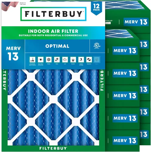 Miniatura 16 de Filterbuy Filtro de aire de 8 x 14 x 1 pulgadas MERV 13 de defensa óptima (paquete de 12), filtros de aire de repuesto plisados HVAC para calderas