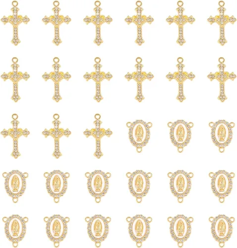 Miniatura 8 de 30 dijes de cruz de diamantes de imitación para hacer joyas, bricolaje, collares, pulseras