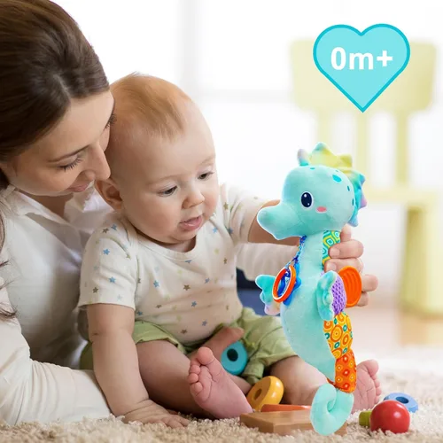 Miniatura 6 de Fuzqq Juguetes para bebés de 0 a 6 meses, juguete de peluche musical con sonajero, juguete suave para recién nacidos para niñas de 0 3 6 9 12 meses