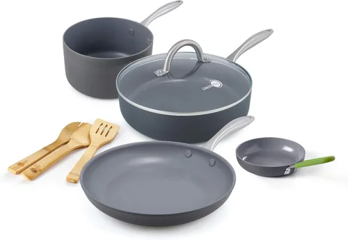 Miniatura 10 de GreenPan Lima Juego de Utensilios de Cocina de Cerámica Antiadherente Saludable Anodizada Dura de 12 Piezas Ollas y Sartenes, Libre de PFAS, Seguro