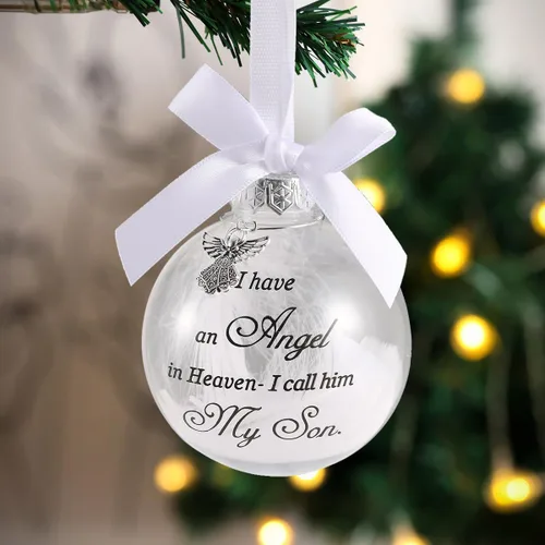 Miniatura 14 de Adornos Conmemorativos de Navidad Bola de Plumas Transparente, Bola de Impresión Boca Abajo 8cm/3.15'' Regalo de Duelo y Condolencia por la Pérdida