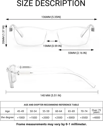 Miniatura 6 de TERAISE Gafas de Lectura Anti-luz Azul de Moda para Hombres y Mujeres Lector de Computadora Transparente