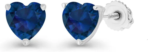 Miniatura 2 de Juego de aretes de tuerca de plata de ley 925 chapada en oro de 14 quilates, hipoalergénicos, con forma de corazón de 0.236in, piedra natal