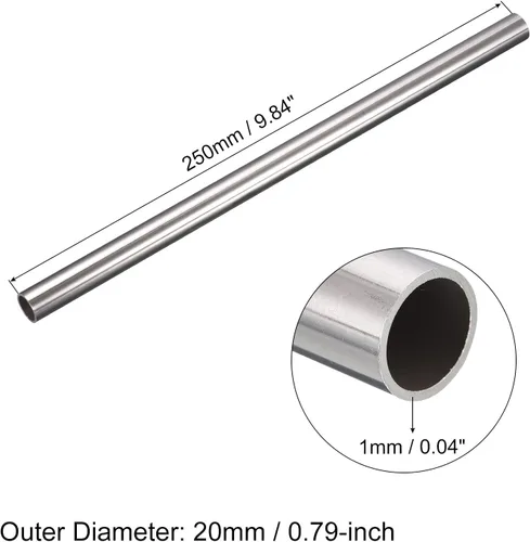 Miniatura 88 de uxcell Tubo de acero inoxidable 304, diámetro exterior de 34 mm x 1,5 mm de espesor de pared, 300 mm de longitud de tubería metálica para maquinaria