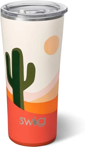 Miniatura 35 de Swig Life - Vaso de 22 oz con aislamiento térmico, vaso de café con tapa, apto para portavasos, apto para lavavajillas, acero inoxidable, taza