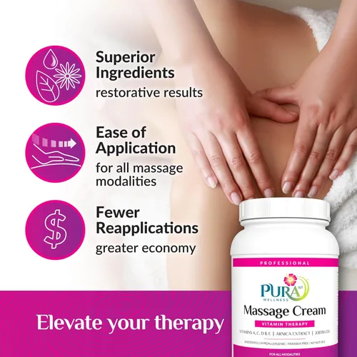 Miniatura 4 de Vitamin Therapy - Crema de masaje de 1 galón, vitamina E, profesional, terapia de masaje, tejido profundo, sin perfume, hipoalergénico, ingredientes