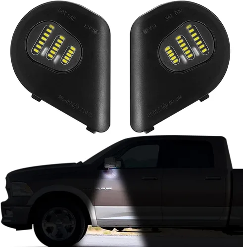 Miniatura 9 de Espejo lateral LED intermitente, luz de charco para conductor y pasajero, lente transparente para 68064948AA 68064949AA compatible con Dodge Ram